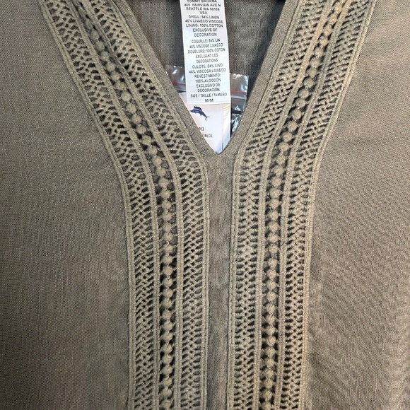 Tommy Bahama St Lucia Dress in Olive Green with Lace Details Size Medium - Picture 5 of 7